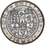 1897 Shilling - Victoria British Silver Coin - Very Nice