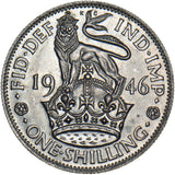 1946 English Shilling - George VI British Silver Coin - Superb