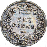 1886 Sixpence - Victoria British Silver Coin
