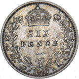 1887 Sixpence - Victoria British Silver Coin - Nice