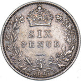 1887 Sixpence - Victoria British Silver Coin - Nice