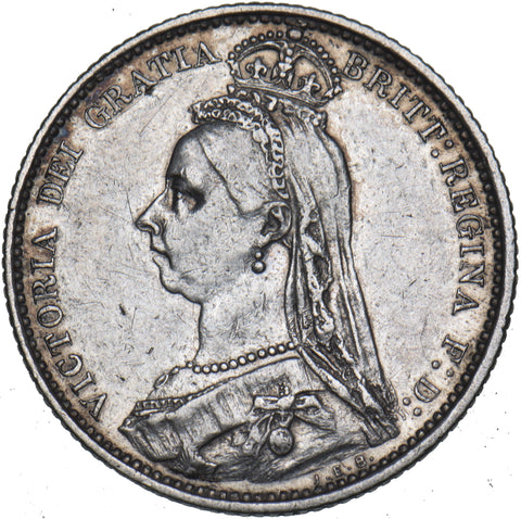 1887 Sixpence - Victoria British Silver Coin - Nice