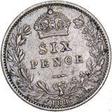 1887 Sixpence - Victoria British Silver Coin - Nice