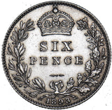 1893 Sixpence - Victoria British Silver Coin - Nice