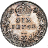 1903 Sixpence - Edward VII British Silver Coin - Superb