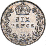 1903 Sixpence - Edward VII British Silver Coin - Superb