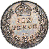 1905 Sixpence - Edward VII British Silver Coin - Very Nice