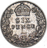 1908 Sixpence - Edward VII British Silver Coin - Nice
