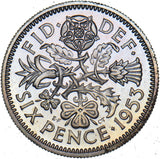 1953 Proof Sixpence - Elizabeth II British  Coin - Superb