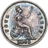 1849 Groat (Fourpence) - Victoria British Silver Coin - Nice