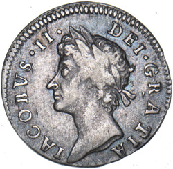 1687 Threepence - James II British Silver Coin - Nice
