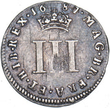 1687 Threepence - James II British Silver Coin - Nice