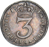 1731 Threepence - George II British Silver Coin - Very Nice