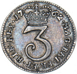 1762 Threepence - George III British Silver Coin - Nice