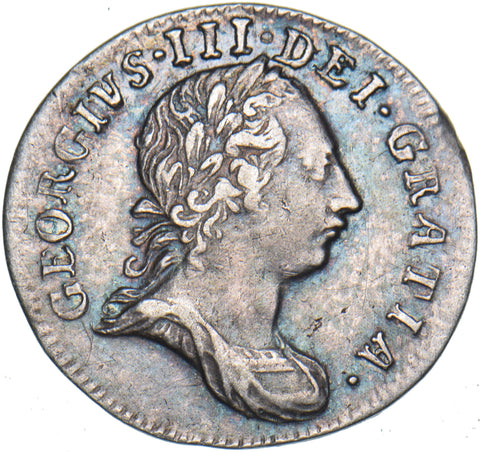 1762 Threepence - George III British Silver Coin - Nice
