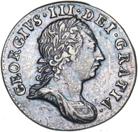 1763 Threepence - George III British Silver Coin - Nice