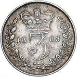 1883 Threepence - Victoria British Silver Coin - Nice