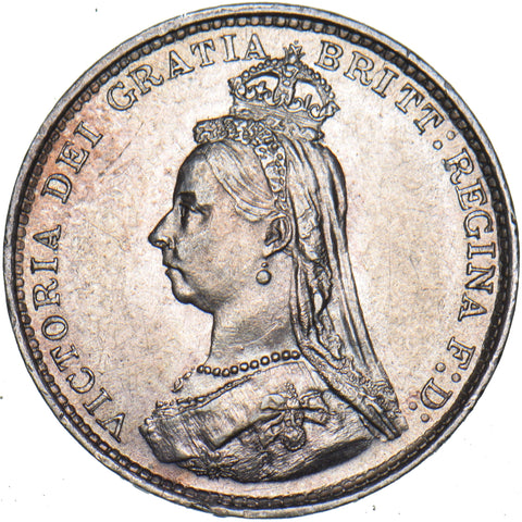 1887 Threepence - Victoria British Silver Coin - Very Nice
