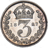 1887 Threepence - Victoria British Silver Coin - Very Nice