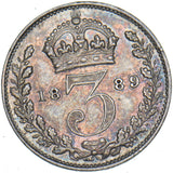 1889 Threepence - Victoria British Silver Coin - Nice