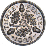 1927 Proof Threepence - George V British Silver Coin - Superb