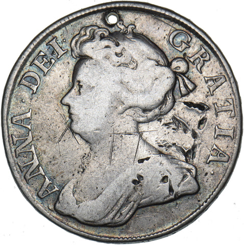 1713 Halfcrown (Holed) - Anne British Silver Coin