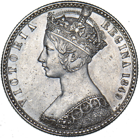 1849 Godless Florin - Victoria British Silver Coin - Superb