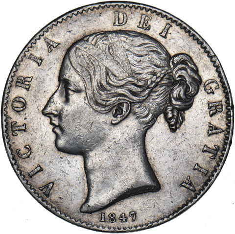 1847 Crown - Victoria British Silver Coin - Nice