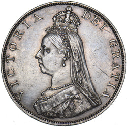 1887 Double Florin (Arabic 1) - Victoria British Silver Coin - Very Nice