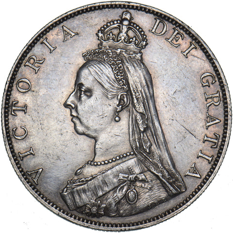1887 Double Florin (Arabic 1) - Victoria British Silver Coin - Very Nice