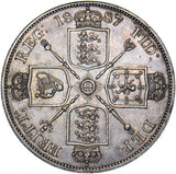 1887 Double Florin (Arabic 1) - Victoria British Silver Coin - Very Nice
