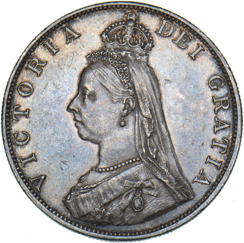 1887 Double Florin (Roman 1) - Victoria British Silver Coin - Very Nice