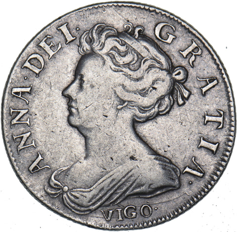 1703 VIGO Shilling - Anne British Silver Coin - Nice