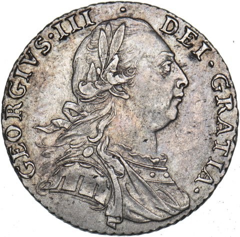1787 Shilling - George III British Silver Coin - Very Nice