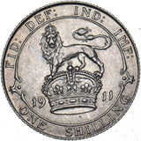1911 Shilling - George V British Silver Coin - Very Nice