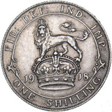 1918 Shilling - George V British Silver Coin - Very Nice