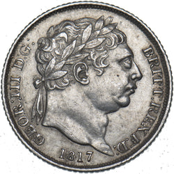 1817 Sixpence - George III British Silver Coin - Very Nice