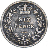 1882 Sixpence - Victoria British Silver Coin