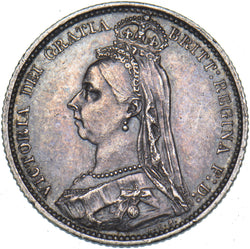 1887 Sixpence (R Over V) - Victoria British Silver Coin - Very Nice