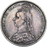 1887 Sixpence (R Over V) - Victoria British Silver Coin - Very Nice