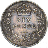 1887 Sixpence - Victoria British Silver Coin - Nice