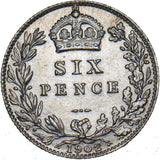 1902 Sixpence - Edward VII British Silver Coin - Superb
