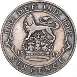 1917 Sixpence - George V British Silver Coin