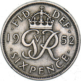 1952 Sixpence - George VI British  Coin - Nice
