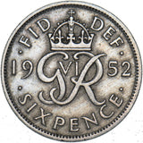 1952 Sixpence - George VI British  Coin - Nice