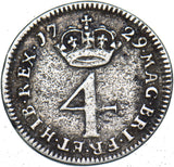 1729 Maundy Fourpence - George II British Silver Coin