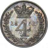 1851 Maundy Fourpence - Victoria British Silver Coin - Nice