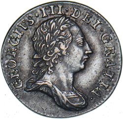 1763 Threepence - George III British Silver Coin - Very Nice