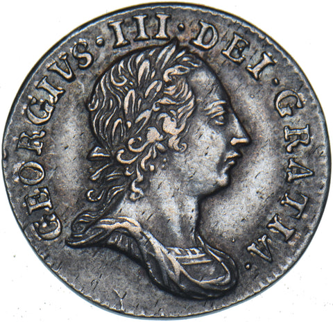 1763 Threepence - George III British Silver Coin - Very Nice