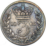 1859 Threepence - Victoria British Silver Coin